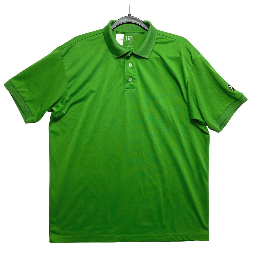 Polo Shirt Mens Large Green Short Sleeve Performance Golf Activewear HPI